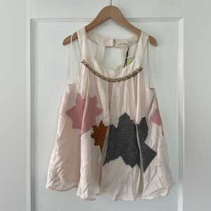 Floreat Anthropologie NWT / size 4 / embellished pleated tank / light rose pink